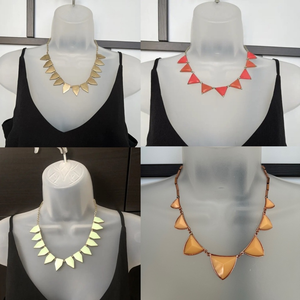 BUNDLE Baublebar Bib Necklaces Enamel Gold Rose Pink Green Mint Spikes Western
